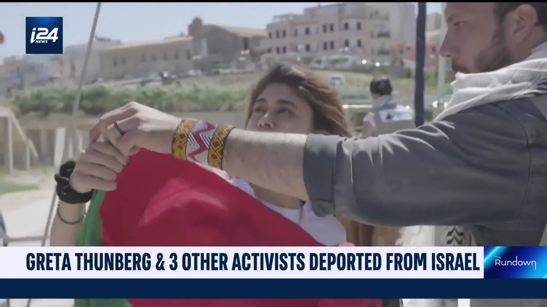 'Video thumbnail for Greta Thunberg, 3 others deported, refuse to watch October 7 film'
