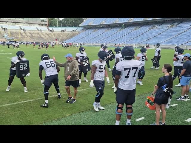 Video thumbnail for #UNC training camp practice on Aug. 14, just over two weeks from the opener.