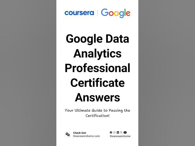 Video thumbnail for Google Data Analytics Professional Certificate Answers