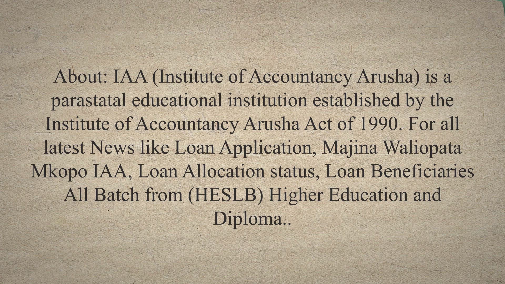 Video thumbnail for IAA Heslb loan status