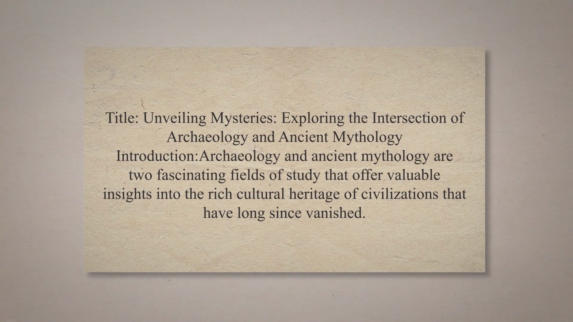 Video thumbnail for Archaeology and ancient mythology