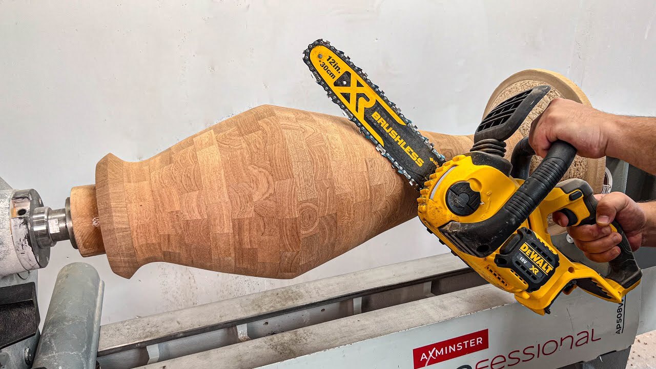 Video thumbnail for Woodturning – Testing my new carving tool on a GIANT vase