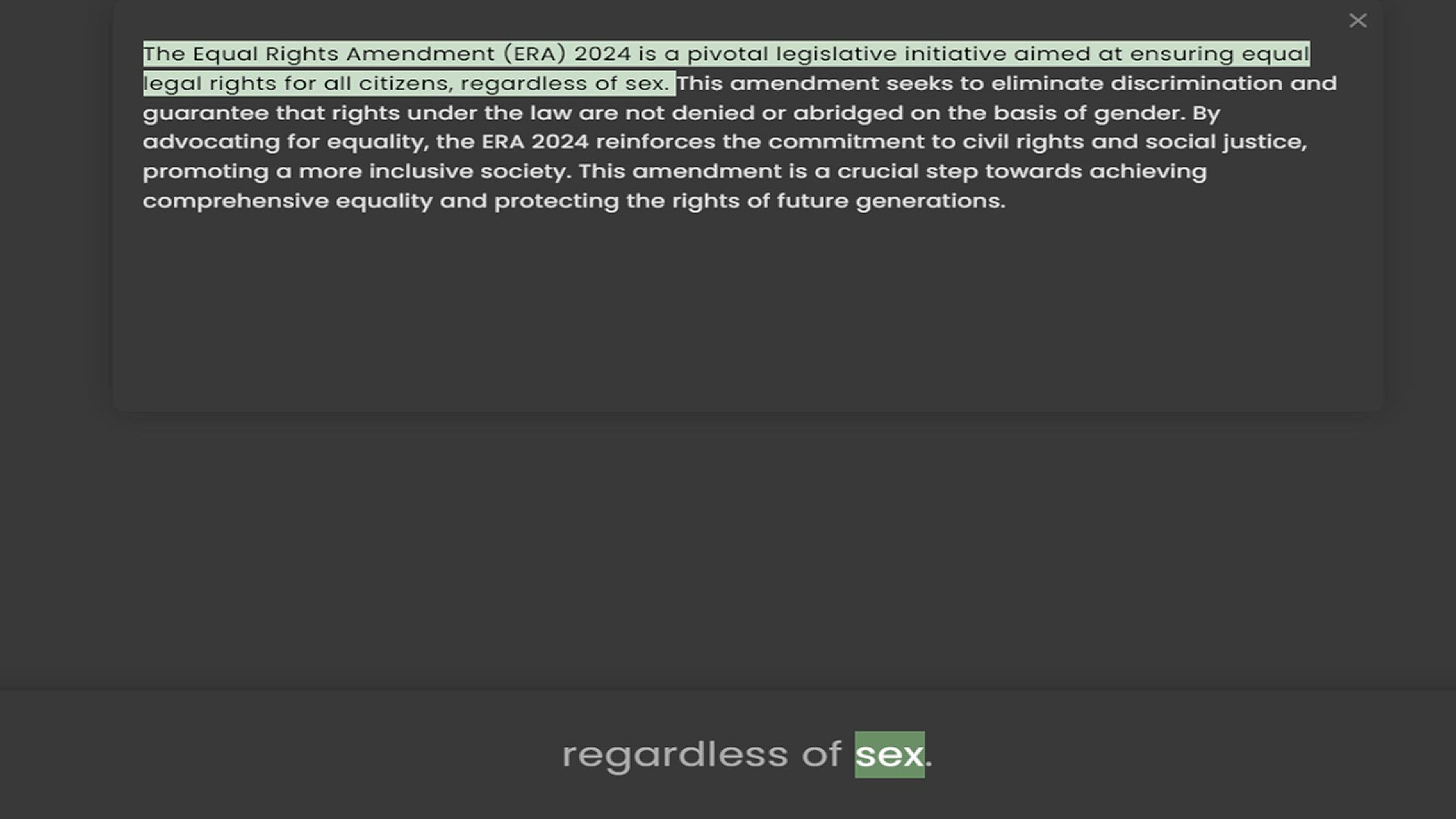 Video thumbnail for The Equal Rights Amendment (ERA) 2024 is a pivotal legislative initiative aimed at ensuring equal legal rights for all citizens, regardless of sex. This amendment seeks to eliminate discrimination and guarantee that rights under the law a