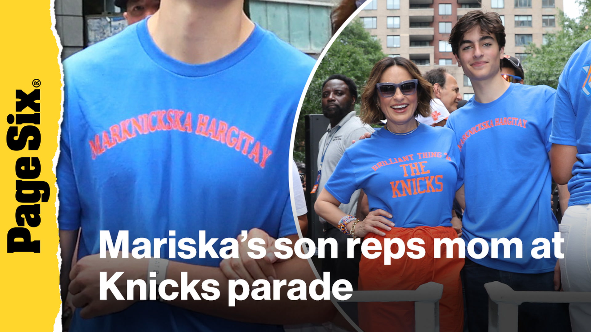 Video thumbnail for Mariska Hargitay's son reps his mom at Knicks parade with punny shirt