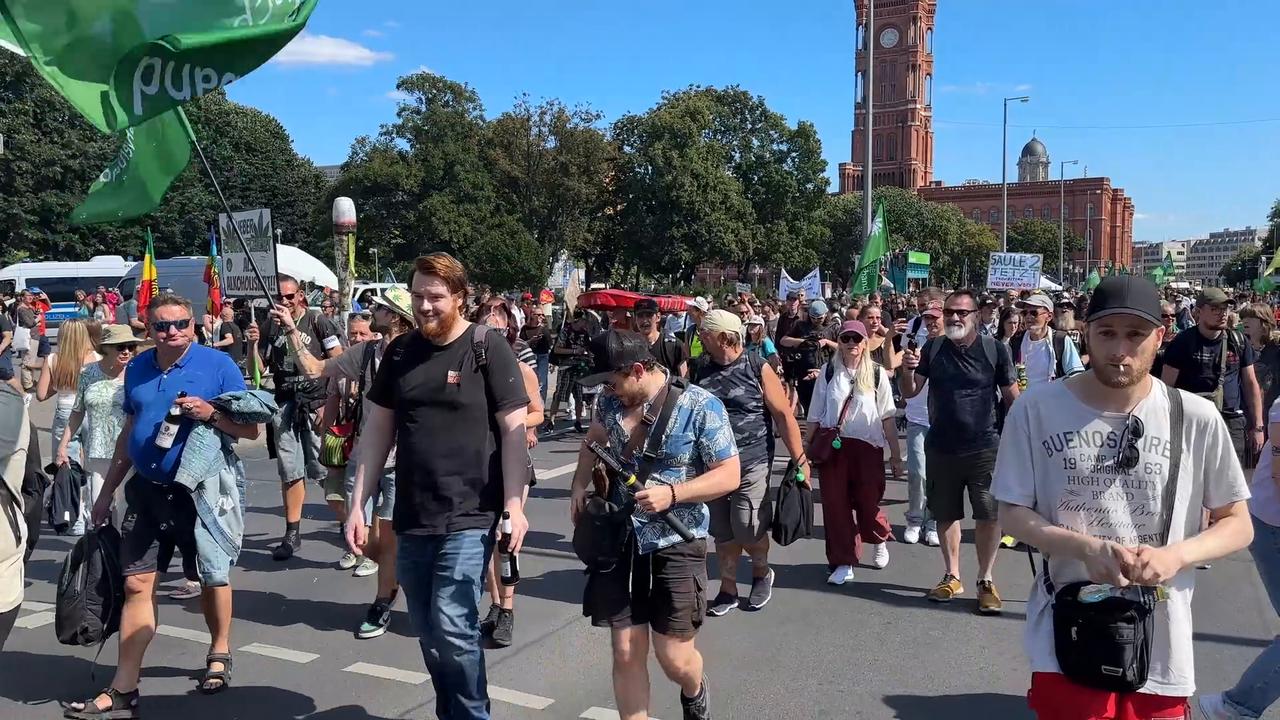 Video thumbnail for Germany: Germany: Cannabis Advocates Rally for Broader Legalization at Berlin Hanfparade.