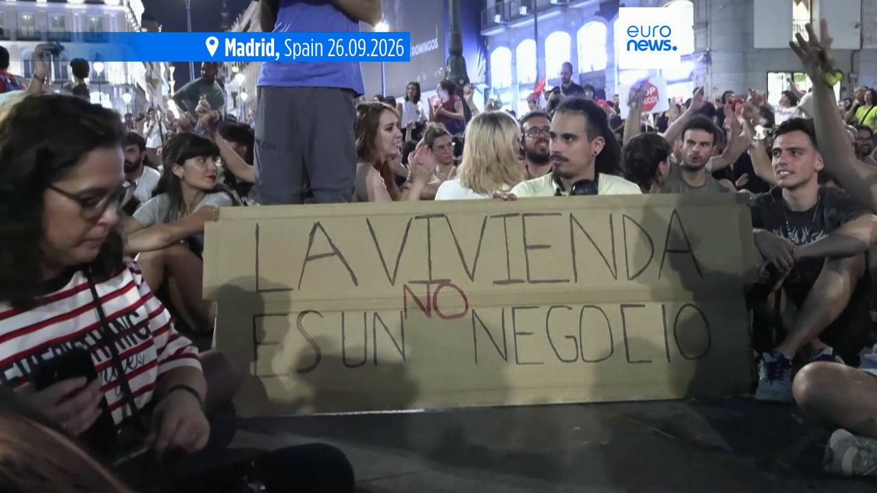 Video thumbnail for Protesters camp in Madrid in demonstration against Spain' housing crisis