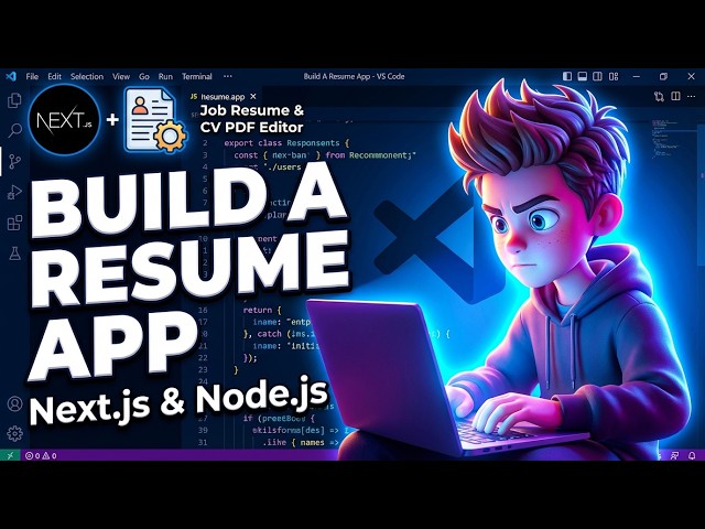Video thumbnail for Build a Next.js Canva Job Resume & CV PDF Editor Full Stack App in Browser Using Node.js & TS
