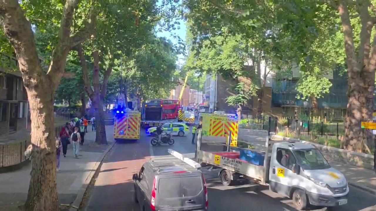Video thumbnail for UK: Blaze Destroys Roof and Terrace at Hackney Road Shop in London.