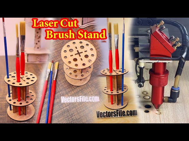 Video thumbnail for Laser Cut Wooden Brush Stand | Paint Brush Holder Organizer | Brush Hanger ideas by VectorsFile.com