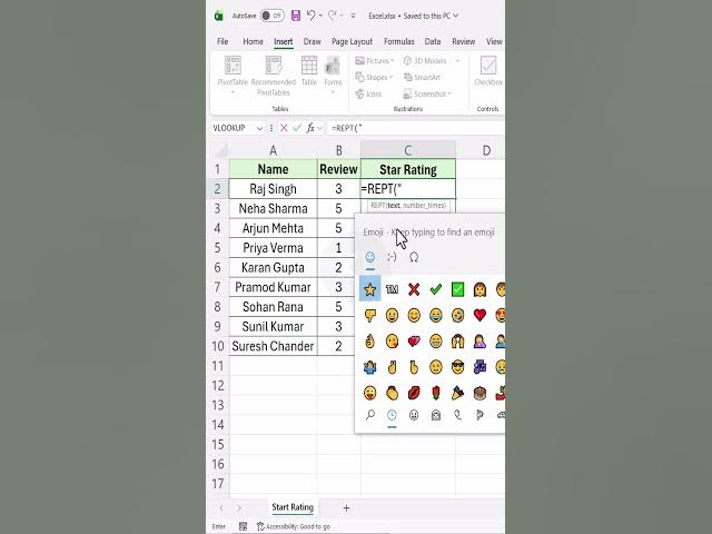 Video thumbnail for Excel Star Rating Tracker – Easy trick revealed #excel #excelforbeginners #excelshortcuts #office