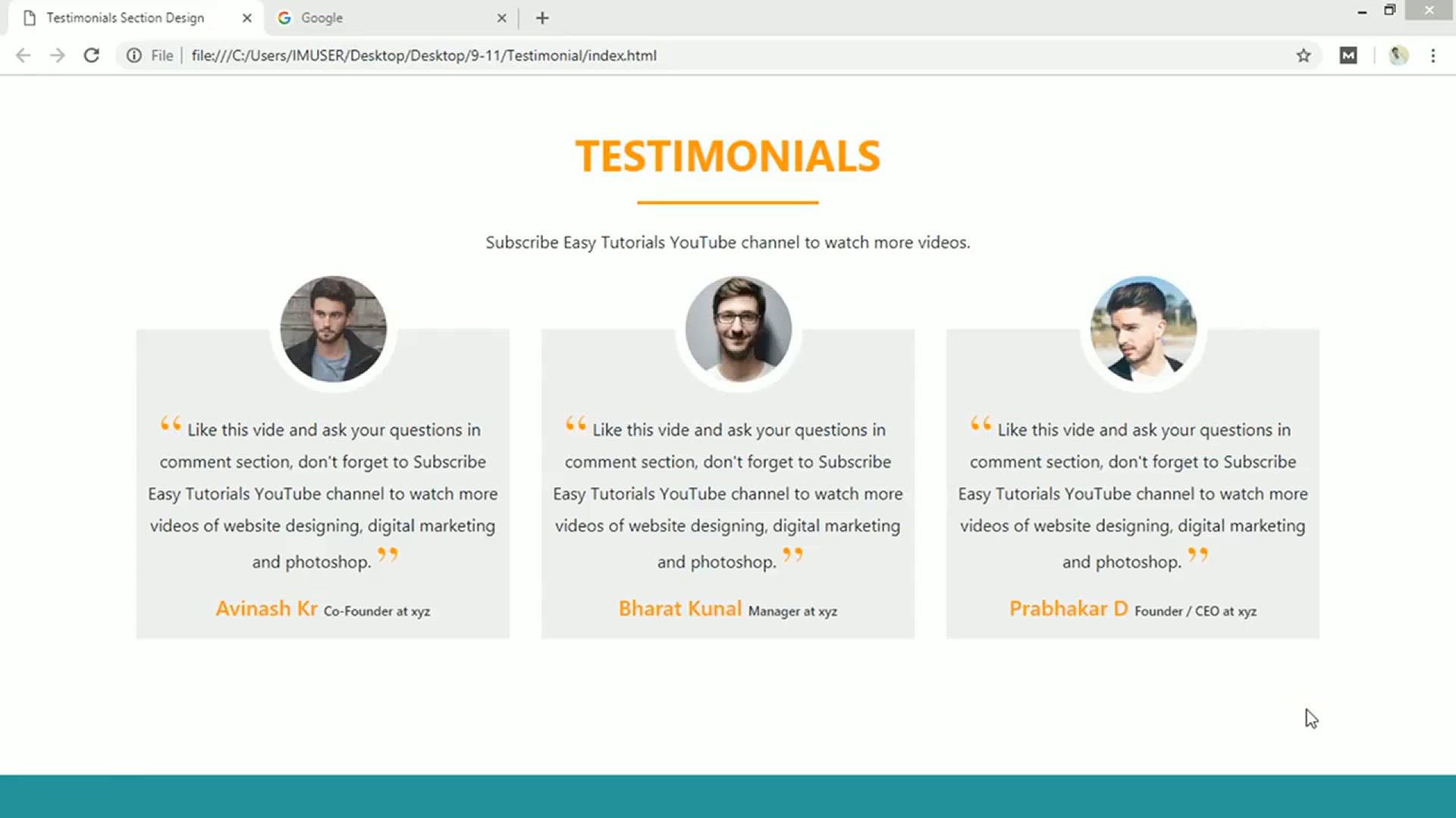 'Video thumbnail for How To Make Website Testimonials Section Using HTML CSS And Bootstrap'