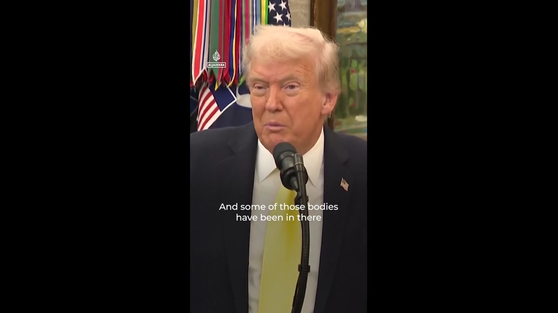'Video thumbnail for Trump acknowledges challenges of finding Gaza captives’ bodies'