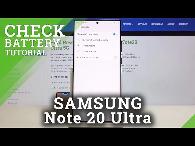 Video thumbnail for How to Locate Battery Level in SAMSUNG Galaxy Note 20 Ultra – Battery Percentage
