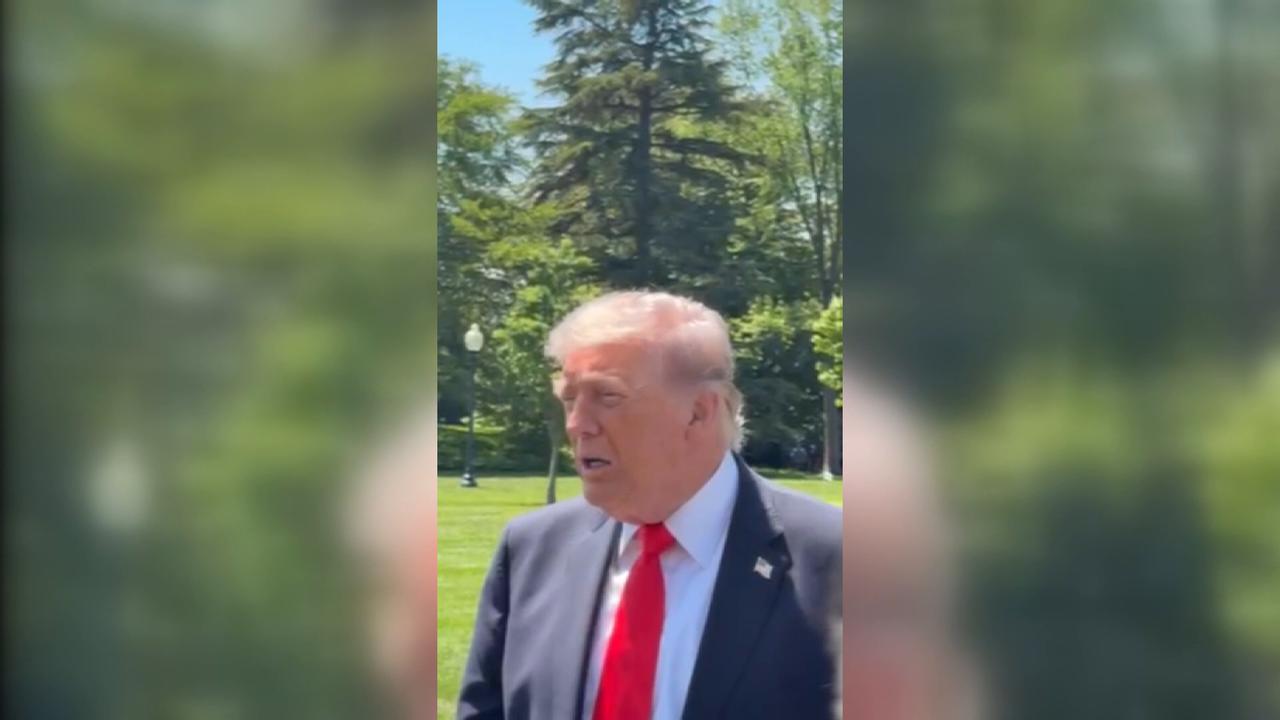 Video thumbnail for US: ‘Vicious bee’ interrupts Trump while speaking to reporters at White House.