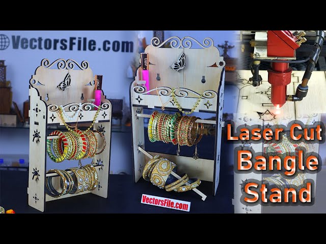 Video thumbnail for How to make Laser Cut Wooden Bangle Stand with Makeup Shelf Organizer | Jewelry Organizer Shelf