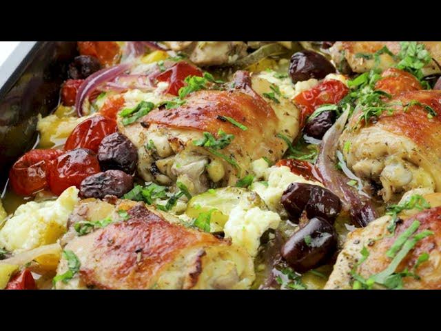 Video thumbnail for Sheet Pan Greek Chicken Thighs | Easier Eats