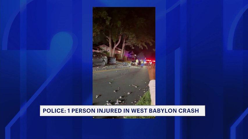 Video thumbnail for 1 person injured following car crash in West Babylon
