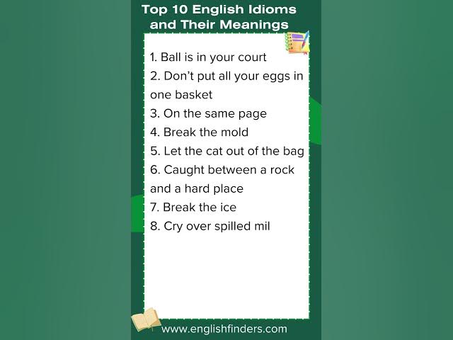 Video thumbnail for Top 10 English Idioms and Their Meanings