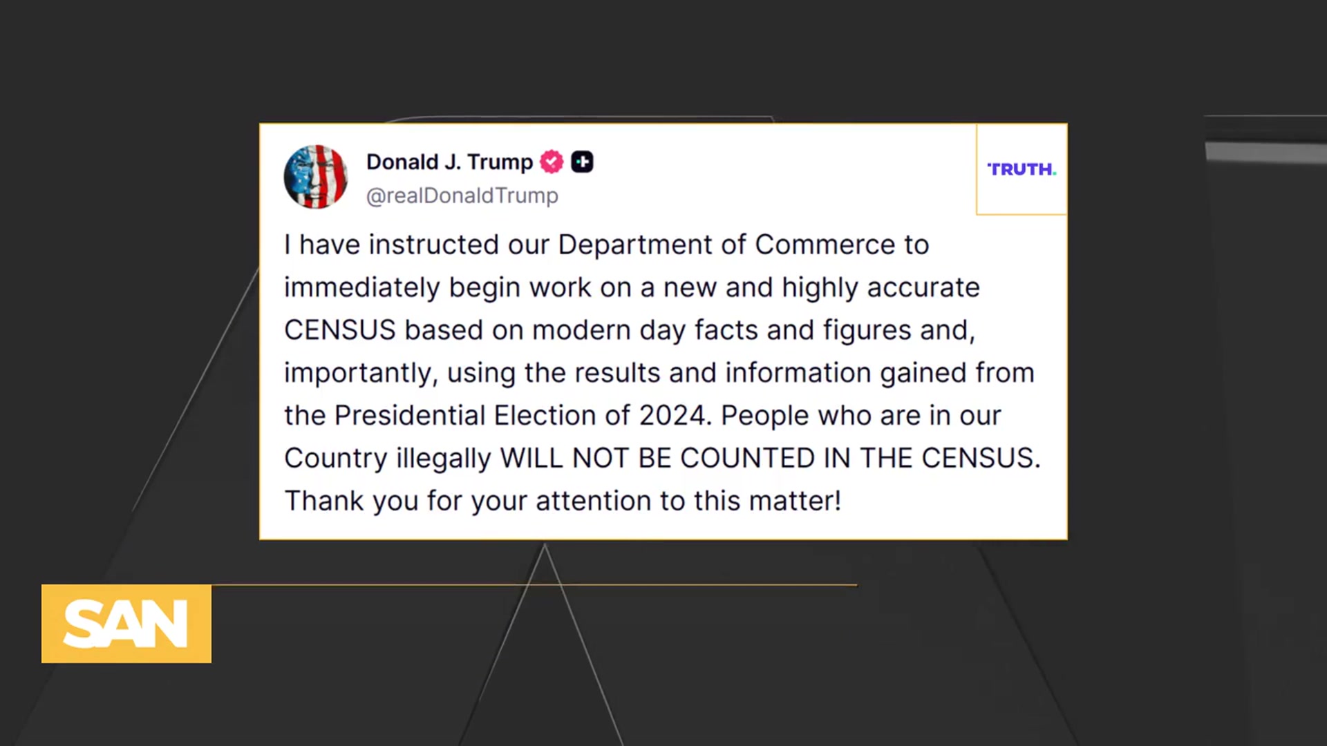'Video thumbnail for Trump wants new census count based on legal status and 2024 data'