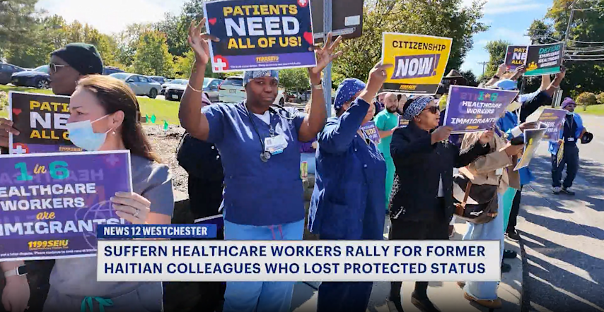 Video thumbnail for Suffern healthcare workers rally for former Haitian colleagues who lost protected status
