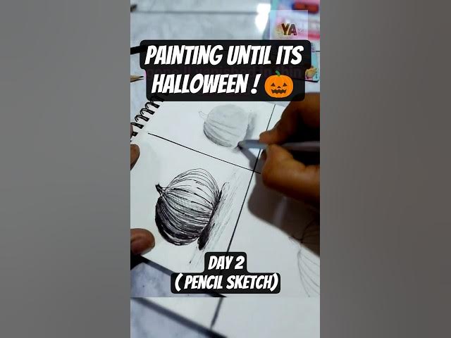 Video thumbnail for Day 2 of Painting Pumpkins Until it's Halloween🎃 || Pencil sketch #pencilshading  #art #Halloween