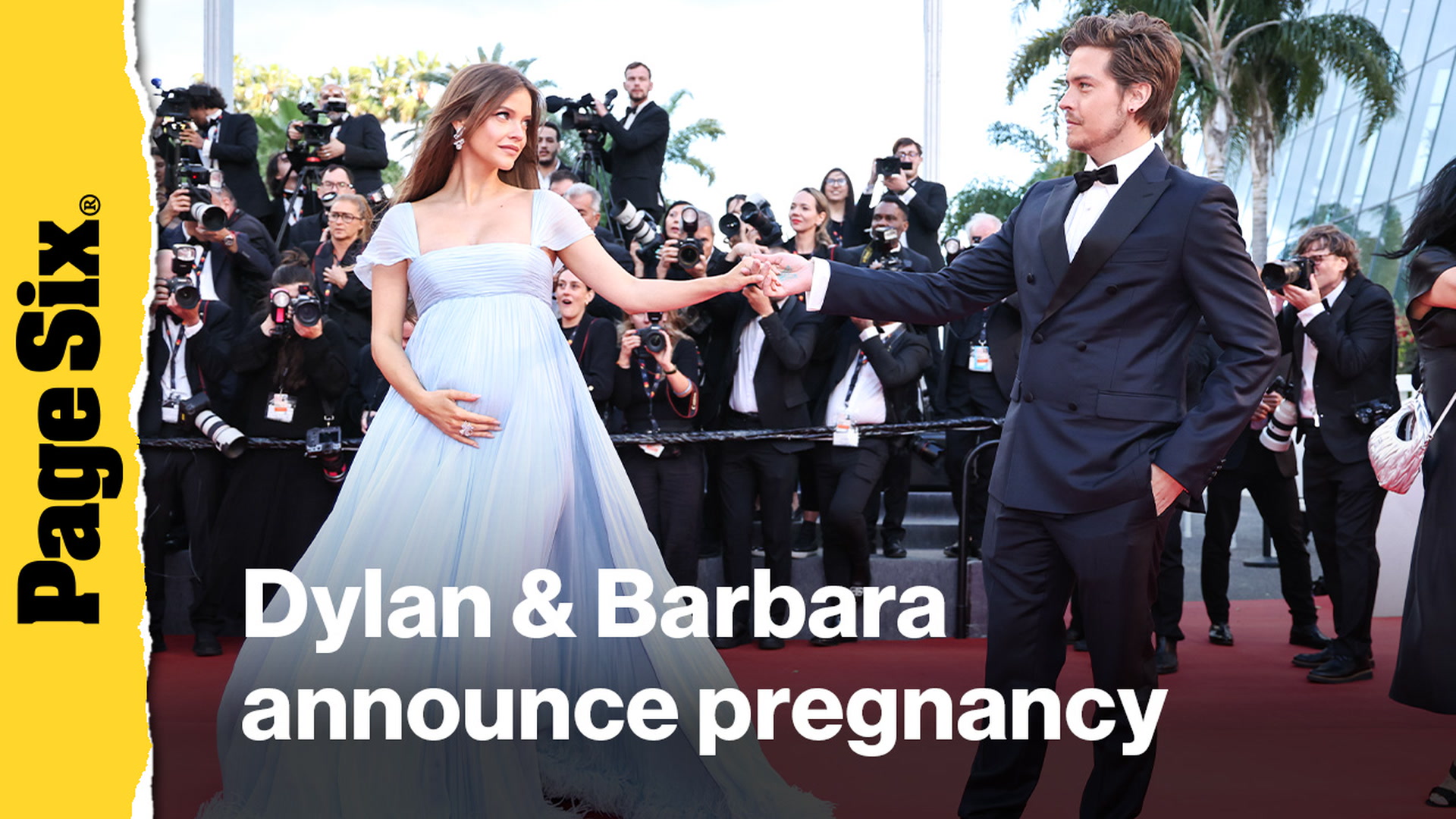 Video thumbnail for Dylan Sprouse and Barbara Palvin announce pregnancy at Cannes