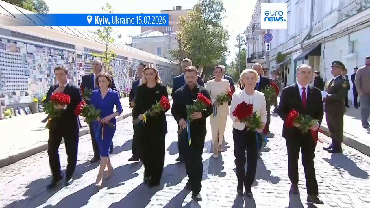 Video thumbnail for EU releases €1.4 Billion to Ukraine from frozen Russian asset profits after Kyiv attacks