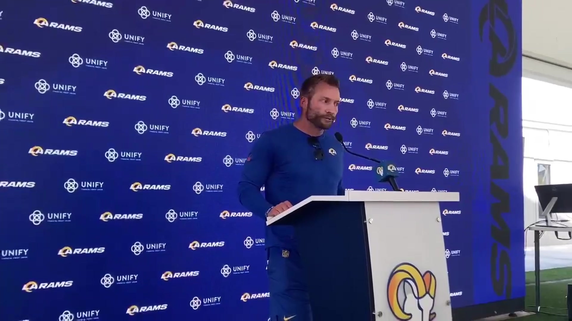 'Video thumbnail for Los Angeles Rams HC Sean McVay on Matthew Stafford Status'