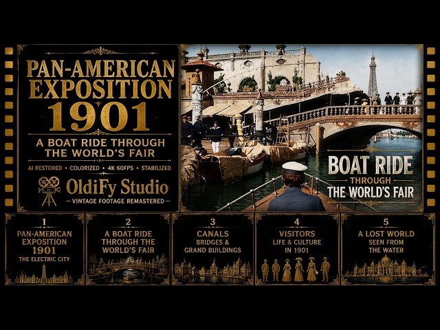 Video thumbnail for Pan-American Exposition 1901–A Boat Ride Through the World's Fair Colorized | AI Remastered 4K 60FPS