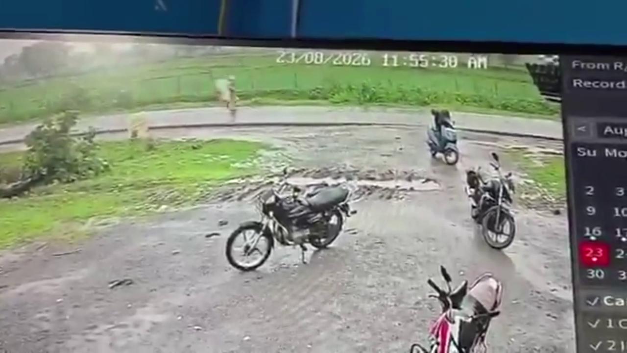 Video thumbnail for India: Woman struck by lightning while returning home from work, sudden weather tragedy claims her life.