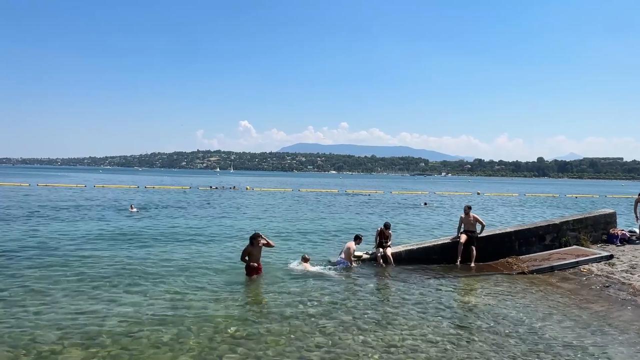 Video thumbnail for Switzerland: Swiss residents cool off in lakes as heatwave grips country.