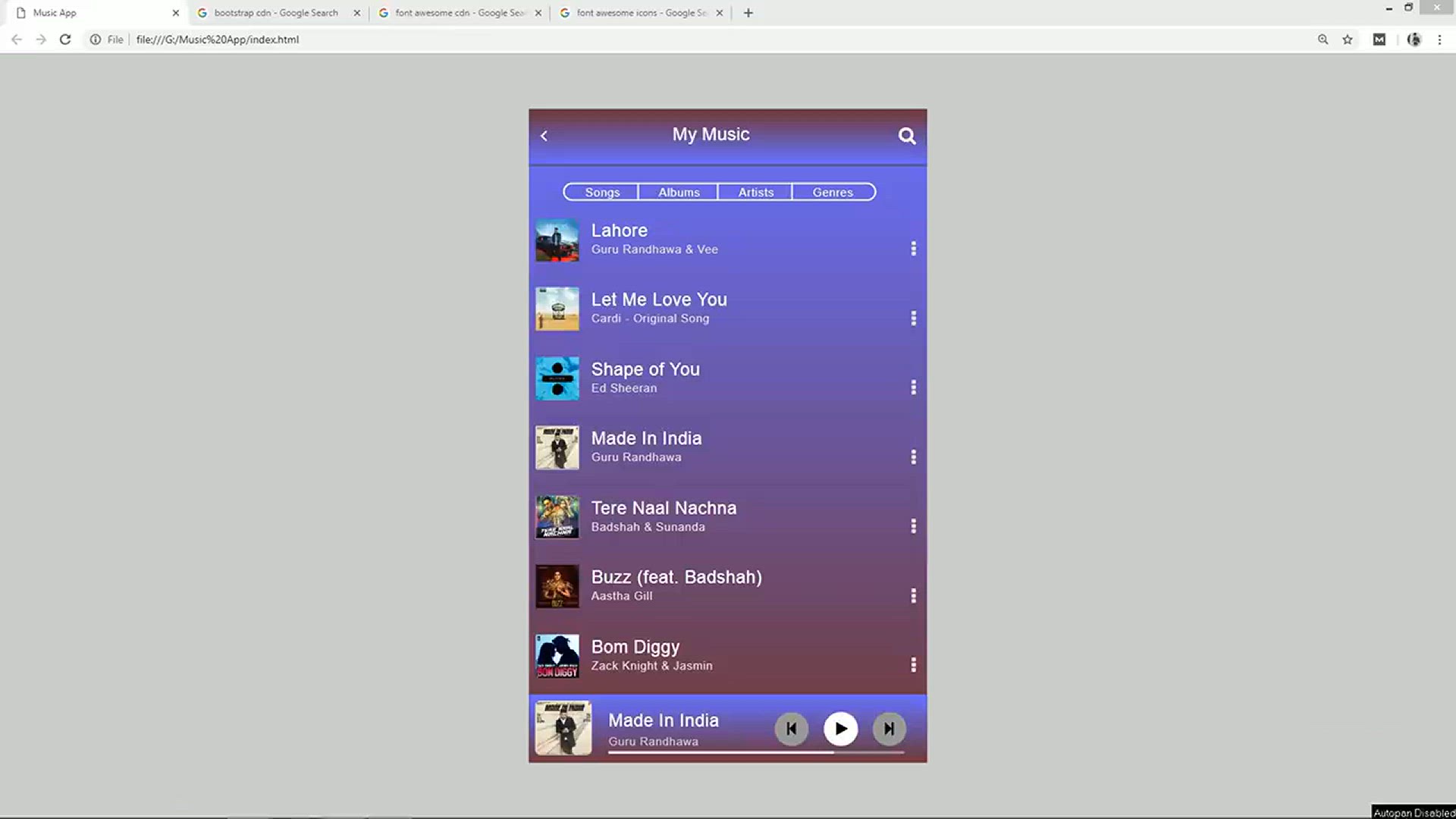 'Video thumbnail for How To Create Music App Design In HTML And CSS _ Music Track List Page Design'