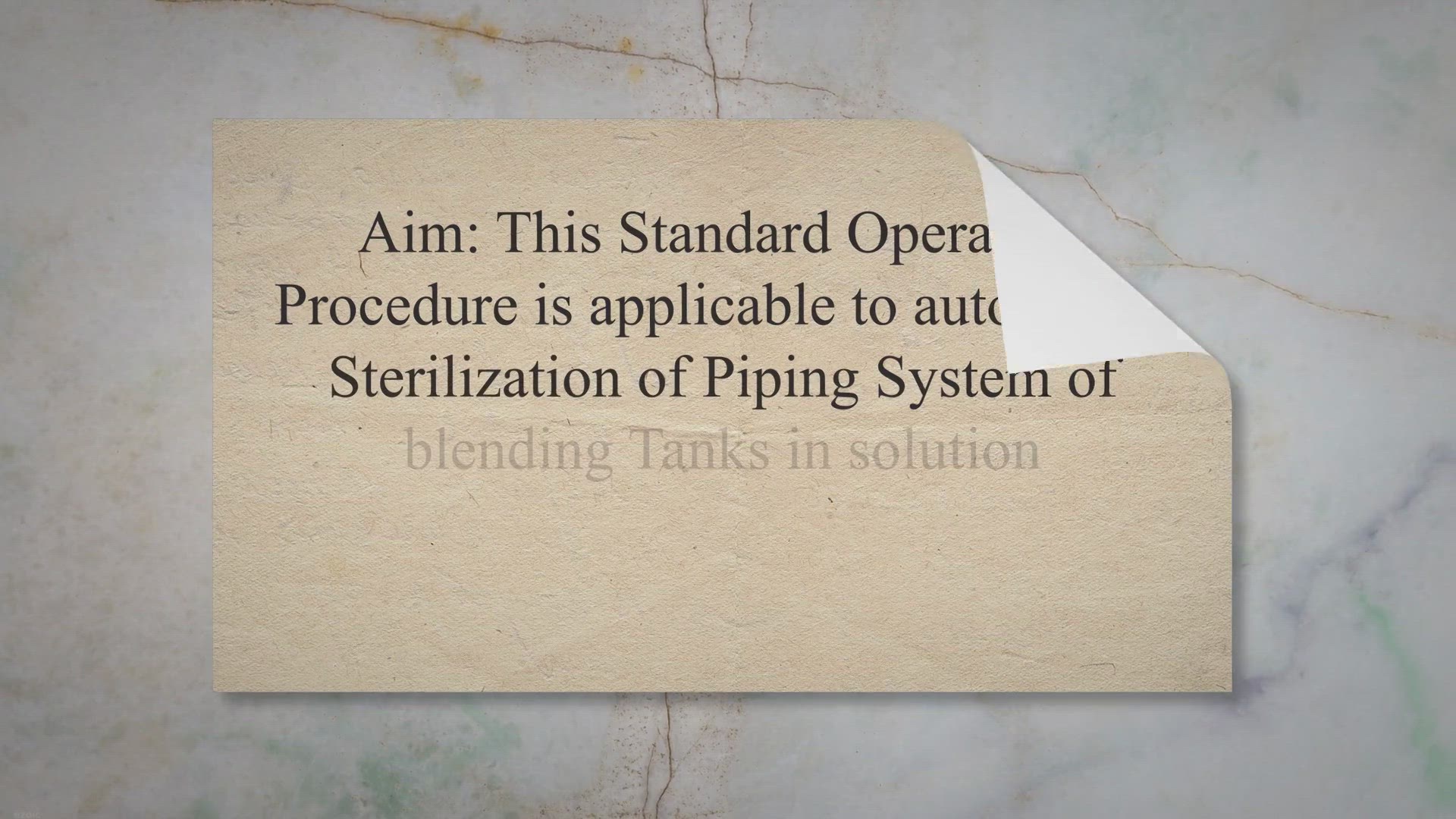 Video thumbnail for Sterilization of Piping System of blending Tanks