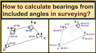 'Video thumbnail for How to calculate bearings from included angles in surveying?/Bearings from angles in compass survey.'