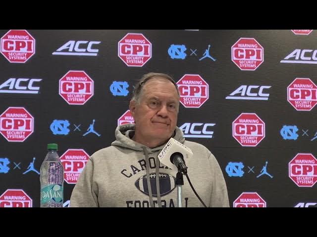 Video thumbnail for Video: #UNC coach Bill Belichick game week press conference ahead of Saturday's TCU game
