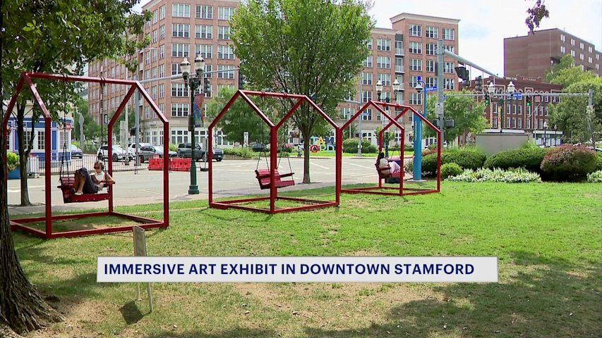 Video thumbnail for Unique art installation encourages people to swing on over to Stamford