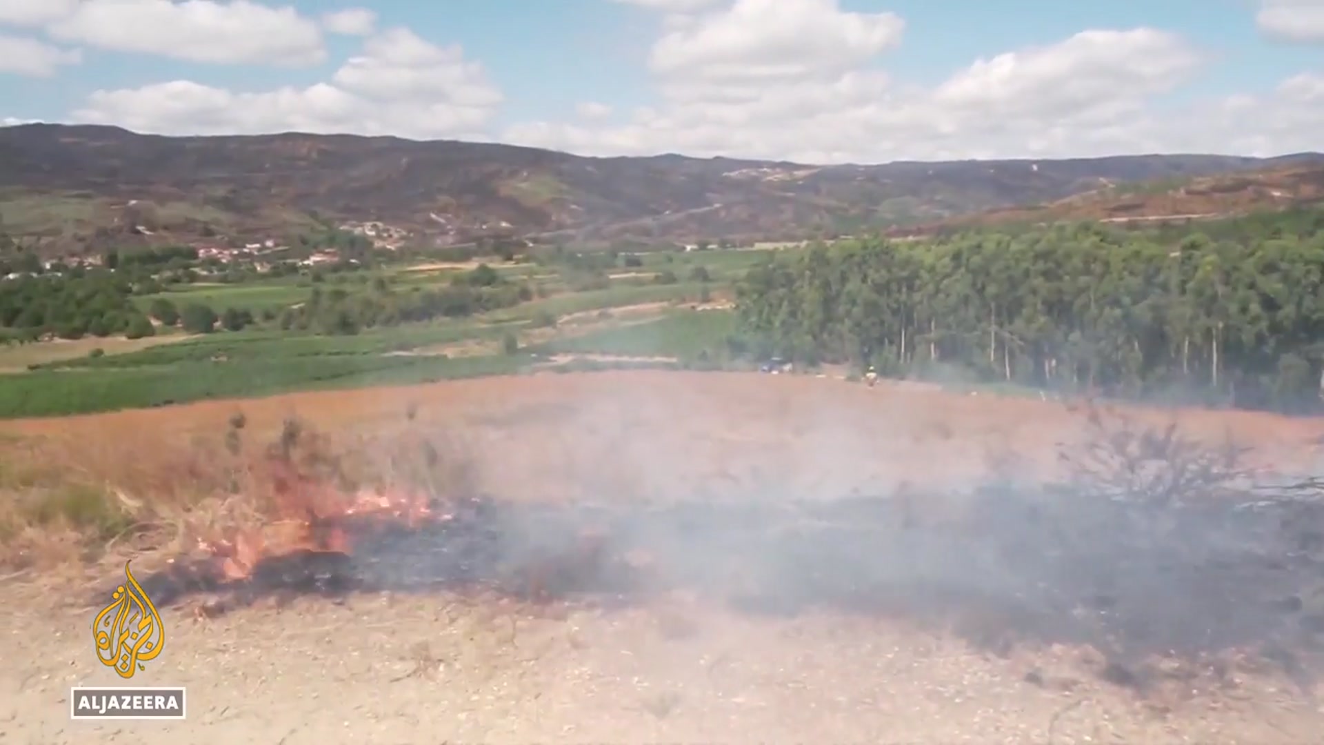 'Video thumbnail for Spain wildfires burn vast land as temperatures drop but risks remain high'