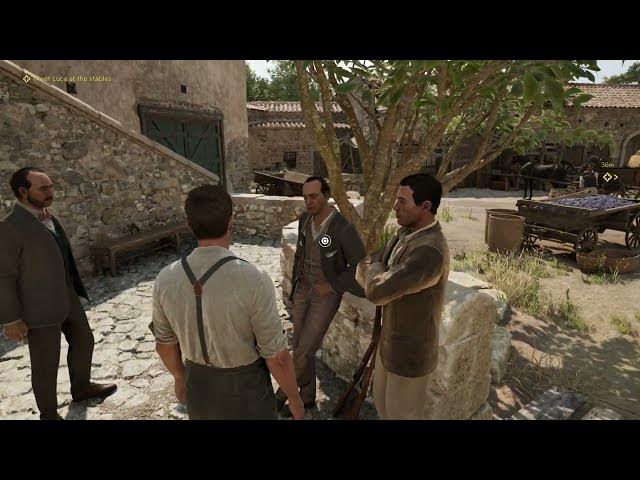 Video thumbnail for Mafia: The Old Country - Chapter 3 Pizzu: Reach Luca at The Stables: Talk with Valerio and Angelo