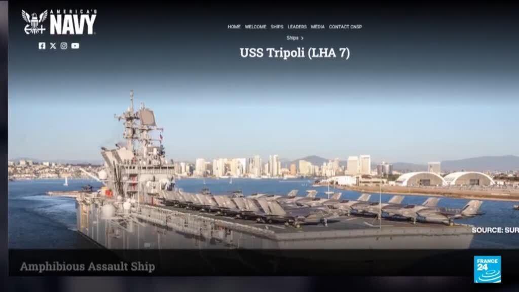 Video thumbnail for US deploys USS Tripoli amphibious assault ship to Middle East