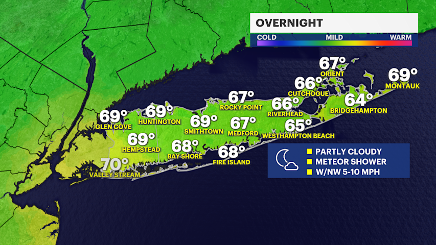 Video thumbnail for Partly cloudy overnight ahead of a nice end to the week on Long Island