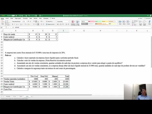 Video thumbnail for Mod 5 Relações de custo‑volume‑lucro - Exemplos Extras Ex5 3b