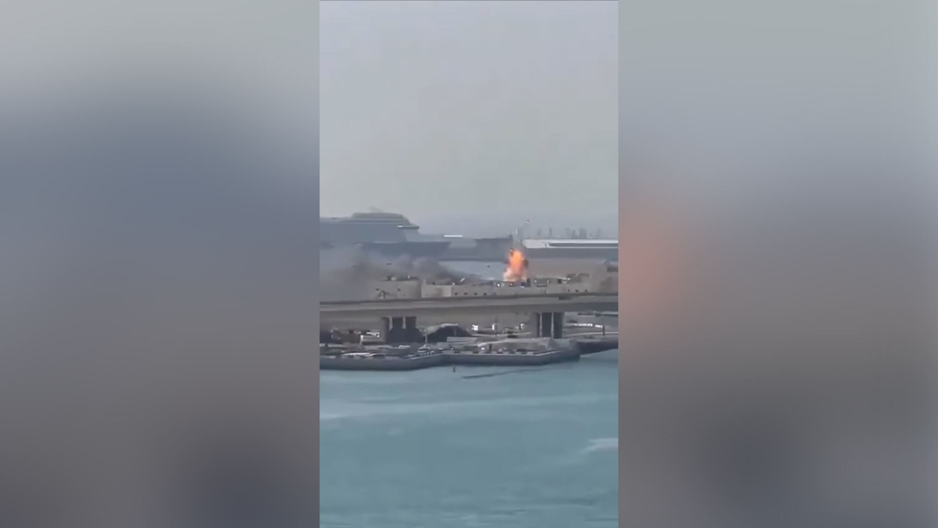 Video thumbnail for Moment Iranian drone hits UAE naval base