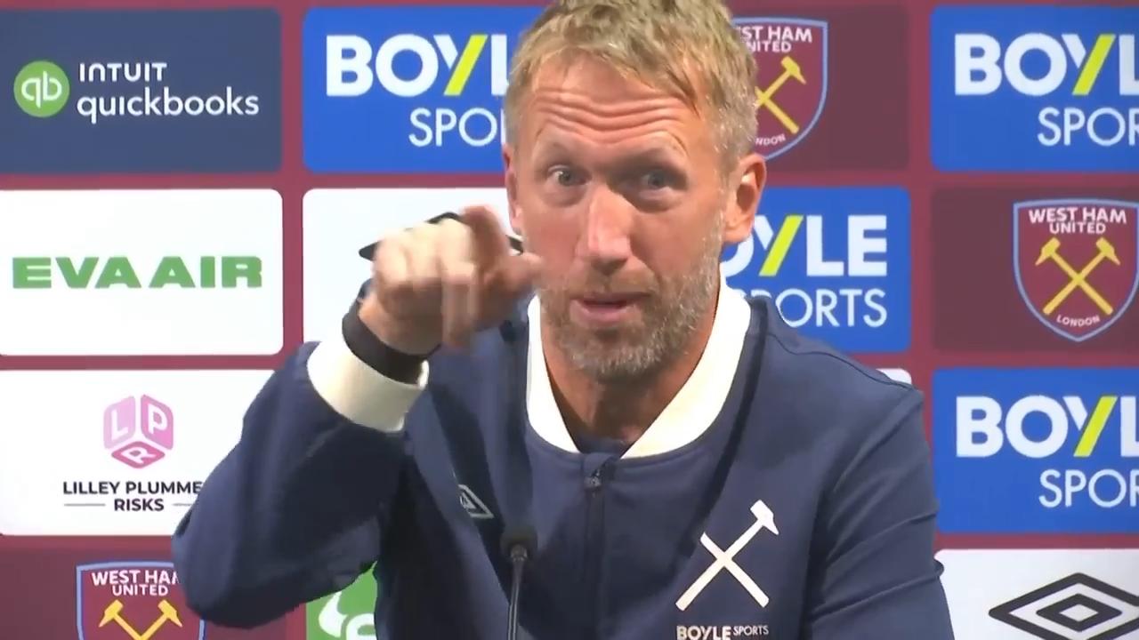 'Video thumbnail for Moment: 'That was your last question' - West Ham's Potter loses his cool with reporter'