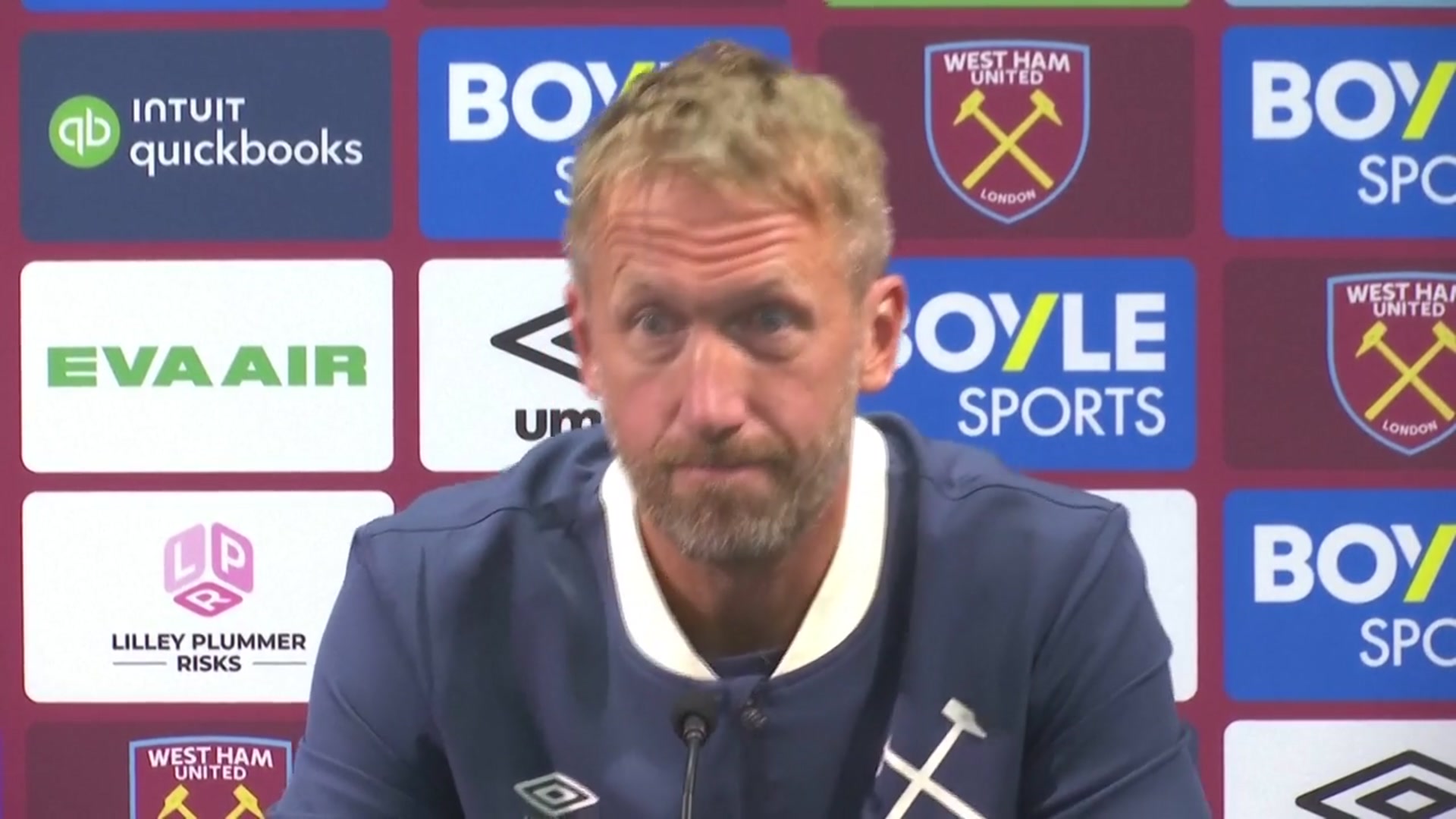 'Video thumbnail for Moment: 'That was your last question' - West Ham's Potter loses his cool with reporter'