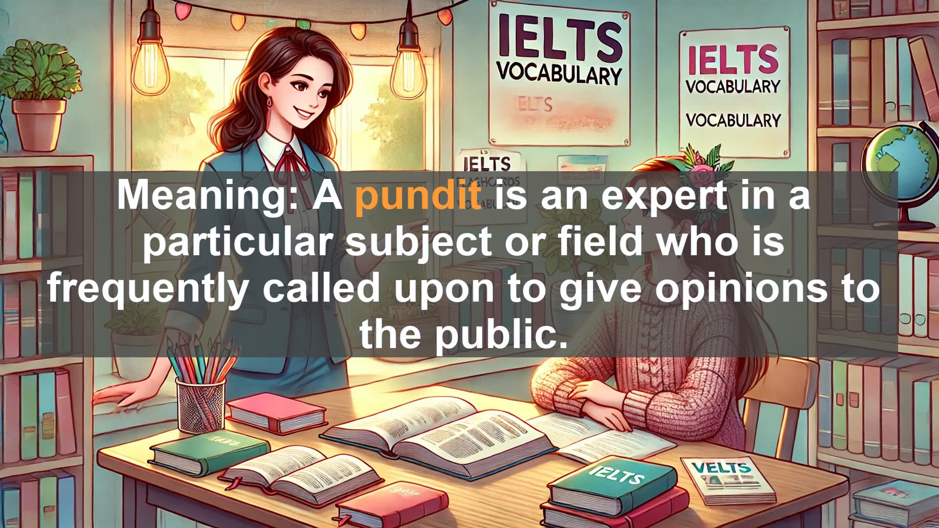 'Video thumbnail for 2000 Must Know IELTS 9.0 Vocabulary - Understanding 'Pundit': A Key Word for IELTS Success'