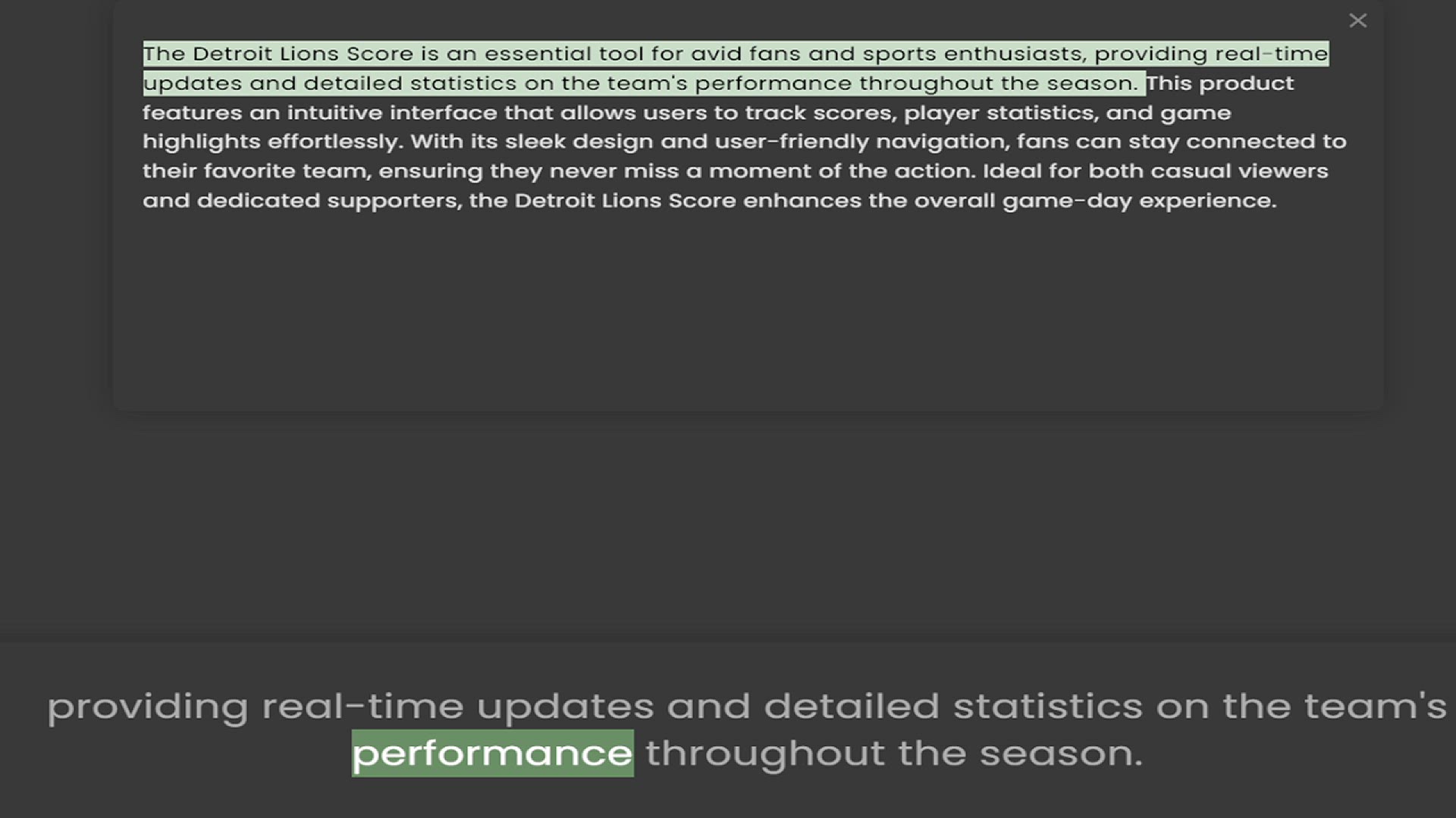 Video thumbnail for The Detroit Lions Score is an essential tool for avid fans and sports enthusiasts, providing real-time updates and detailed statistics on the team's performance throughout the season. This product features an intuitive interface that allo