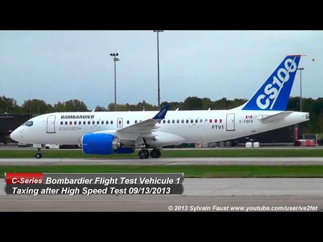 Video thumbnail for HD 1080 Bombardier CSeries FTV1 returning from High Speed - LOW Noise!