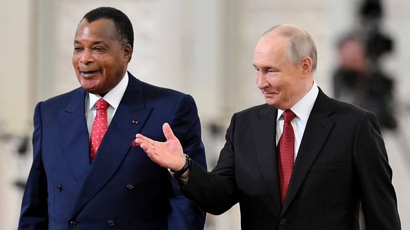 Video thumbnail for Republic of Congo president holds talks with Russia's Vladimir Putin