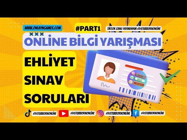 Video thumbnail for EHLİYET SINAV SORULARI #PART1 - ONLİNE BİLGİ YARIŞMASI #ehliyet #sınavsoruları #onlinebilgiyarışması