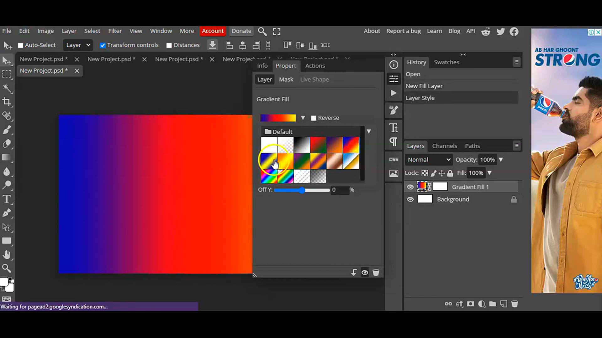 'Video thumbnail for How To Create Gradient Background in Photopea'